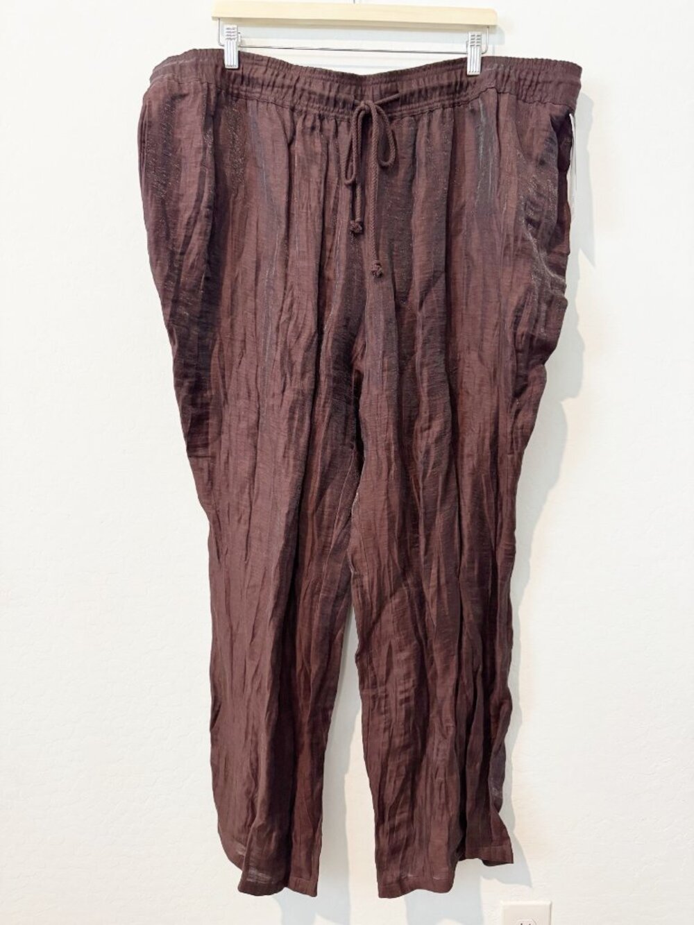 Peter Nygard Pants Size 2X Plus Linen‎ Blend Crinkle Wide Leg Coastal Grandma